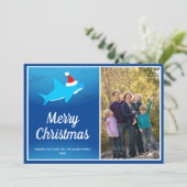 ブルーシャークインサンタハットクリスマスフラット シーズンカード (スタンド正面)