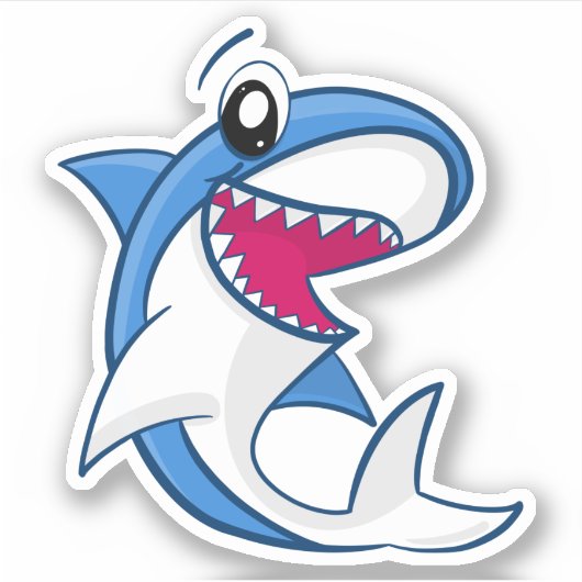 ブルーシャークシーライフかわいいキッズプールパーティー シール (正面)