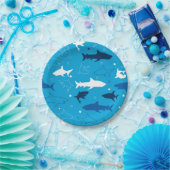 ブルーシャークパターンバースデーパーティー紙プレート ペーパープレート (パーティー)