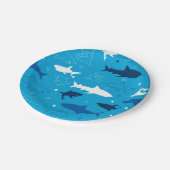 ブルーシャークパターンバースデーパーティー紙プレート ペーパープレート (アングル)