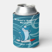 ブルーシャークパーソナライズされたバチェラーサーフウィークエンド 缶クーラー (缶正面)