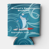 ブルーシャークパーソナライズされたバチェラーサーフウィークエンド 缶クーラー (正面)