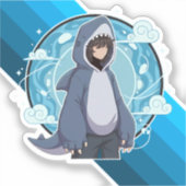 ブルーシャークボーイアニメアート シール (正面)