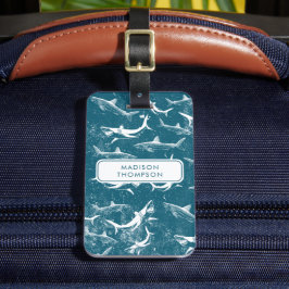 ブルーシャーク動揺してパターンキッズ名前をカスタムする ラゲッジタグ