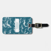 ブルーシャーク動揺してパターンキッズ名前をカスタムする ラゲッジタグ (正面横)