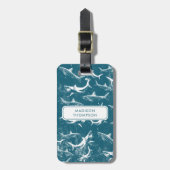 ブルーシャーク動揺してパターンキッズ名前をカスタムする ラゲッジタグ (正面縦)