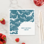 ブルーシャーク動揺してボーイズ誕生日パーティー スタンダードランチョンナプキン (インサイチュ)