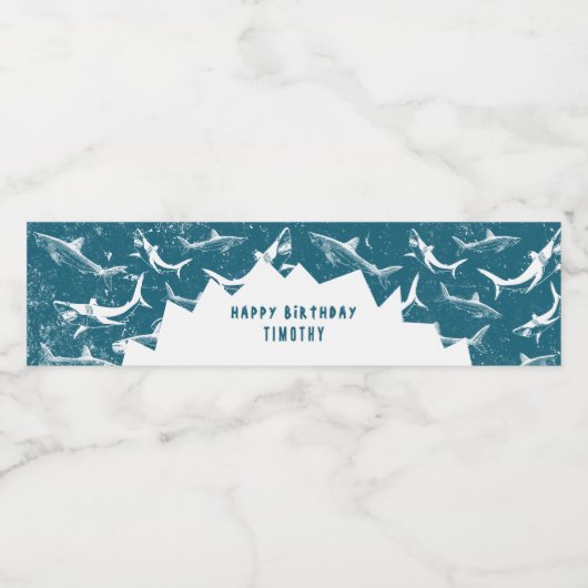 ブルーシャーク動揺してボーイズ誕生日パーティー ペットボトルラベル (シングルラベル)