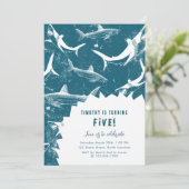 ブルーシャーク動揺してボーイズ誕生日パーティー 招待状 (スタンド正面)