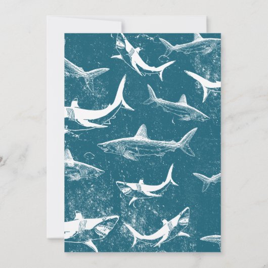 ブルーシャーク動揺してボーイズ誕生日パーティー 招待状 (裏面)