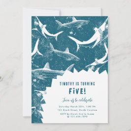 ブルーシャーク動揺してボーイズ誕生日パーティー 招待状