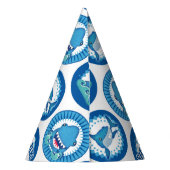 ブルーシャーク柄 – かわいい男の子シャーク攻撃 パーティーハット (裏面)