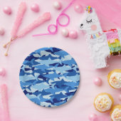 ブルーシャーク模様 ペーパープレート (パーティー)