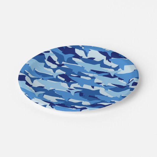 ブルーシャーク模様 ペーパープレート (アングル)