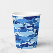 ブルーシャーク模様 紙コップ (正面)