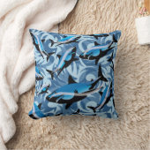 ブルーシャーク水泳柄 クッション (ブランケット)