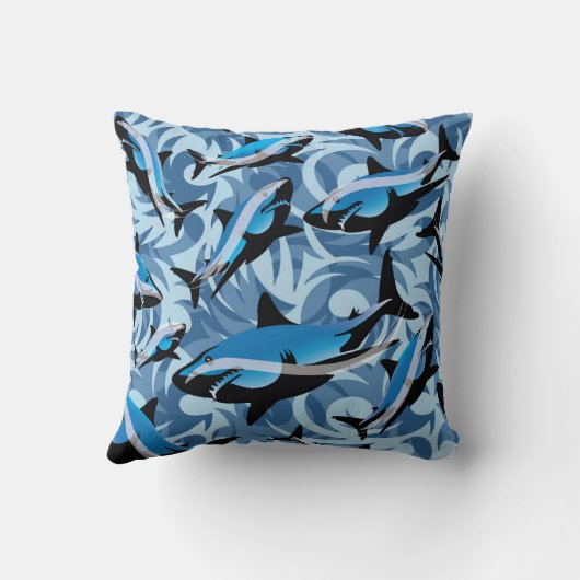 ブルーシャーク水泳柄 クッション (裏面)