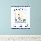 ブルーシャーク航海のネイビー写真フレーム キャンバスプリント (インサイチュ (ウッドフロア))