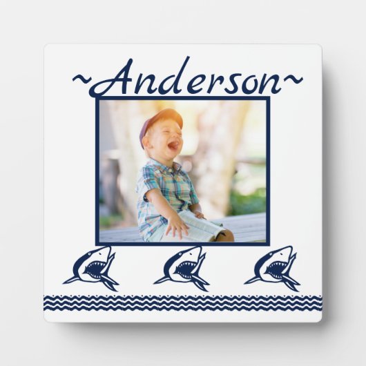 ブルーシャーク航海のネイビー写真フレーム フォトプラーク (正面)