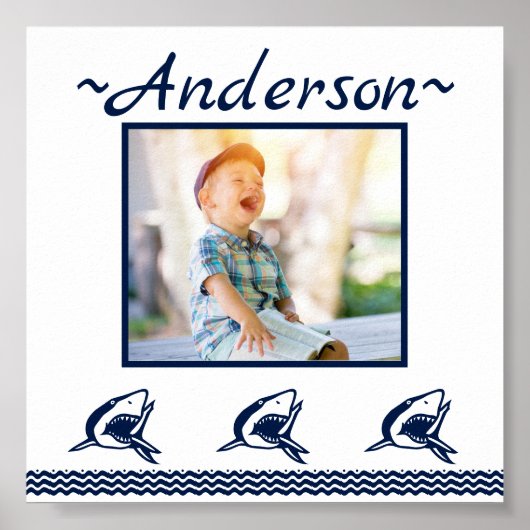 ブルーシャーク航海のネイビー写真フレーム ポスター (正面)