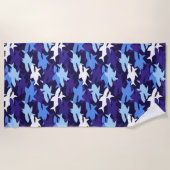 ブルーシャーク迷彩柄 ビーチタオル (正面)