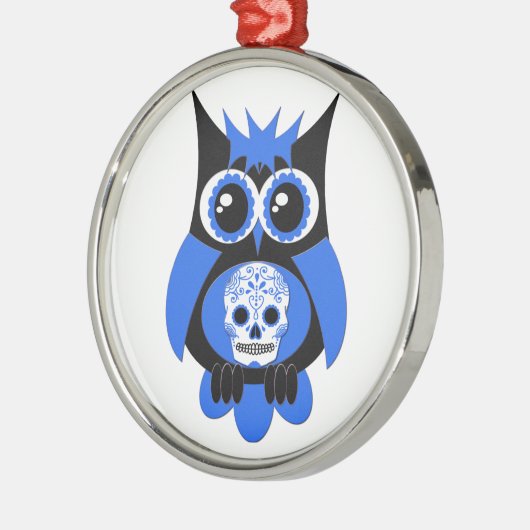 ブルーシュガースカルフクロウオーナメント メタルオーナメント (左)