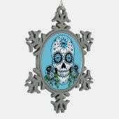 ブルーシュガースカル スノーフレークピューターオーナメント (左)