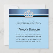 ブルーシューズブラックブルークラウンプリンスベビーシャワー 招待状 (裏面)