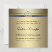 ブルーシューズ金ゴールドクラウンプリンスベビーシャワー 招待状 (裏面)