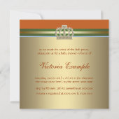 ブルーシューズ金ゴールドクラウンプリンスベビーシャワー 招待状 (裏面)