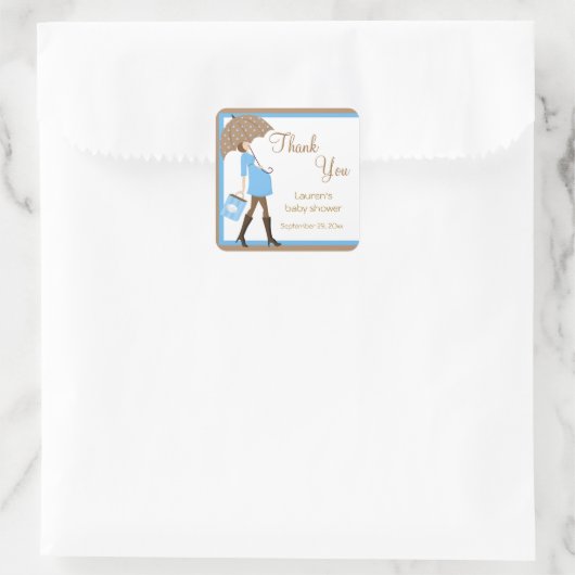 ブルーショッパー赤ちゃんシャワーのシール スクエアシール (バッグ)