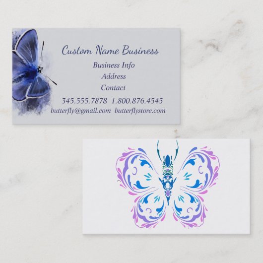 ブルーショップのバタフライ 名刺 (正面/裏面)