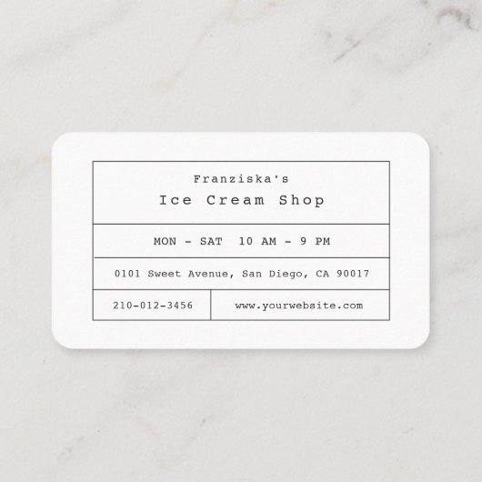 ブルーショップ名刺を振りかけるアイスクリーム 名刺 (裏面)