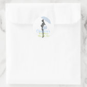 ブルーシルエットベビーシャワーステッカー ラウンドシール (バッグ)