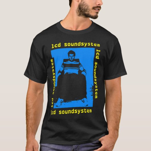 ブルーシルエット イエロー・タイポグラフィ Tシャツ (正面)