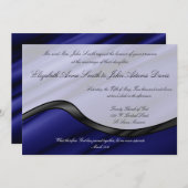 ブルーシルクウェーブ結婚式招待状 招待状 (正面/裏面)