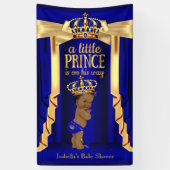 ブルーシルク王室の金ゴールドクラウン赤ちゃんシャワーエスニック 横断幕 (縦)