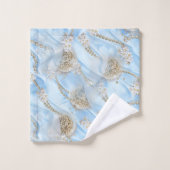 ブルーシルク&アイボリーシャンペーンパール バスタオルセット (ウォッシュタオル)