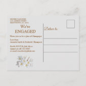 ブルーシルク&アイボリーパール婚約 インビテーションポストカード (裏面)