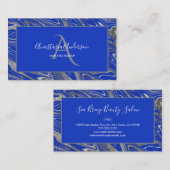 ブルーシルバガーリーーマーブルグリッターモノグラム 名刺 (正面/裏面)