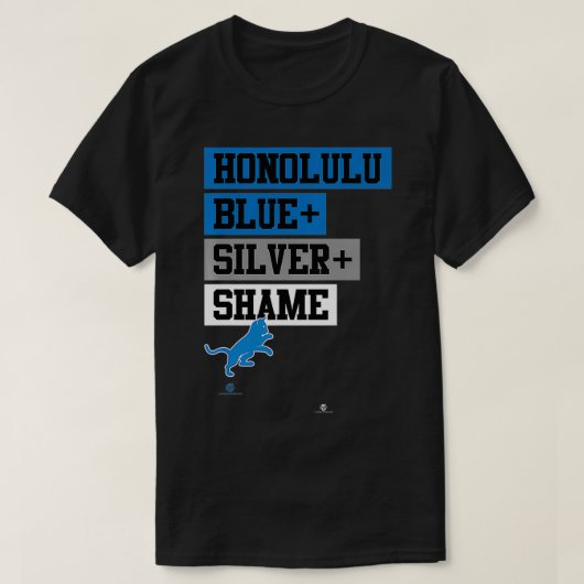 ブルーシルバーと恥のプレミアム Tシャツ (デザイン正面)