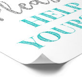 ブルーシルバーのコンフェッティ　お好きにどうぞサイン ポスター (角)