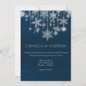 ブルーシルバーのスノーフレーク冬のワンダーランド結婚ズ 招待状 (正面)