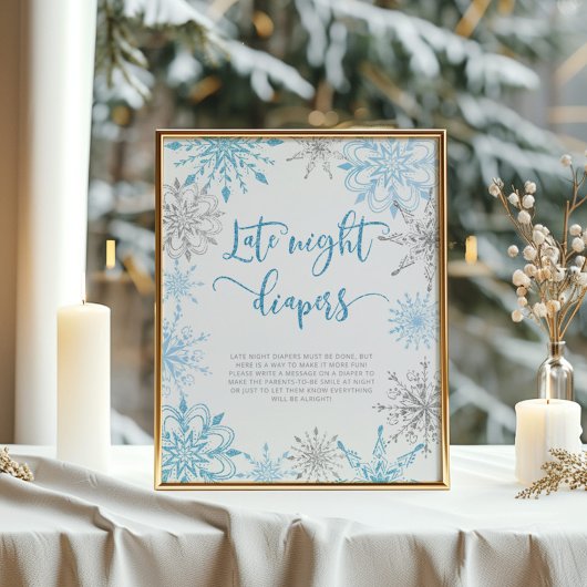 ブルーシルバーの雪おむつポスター ポスター