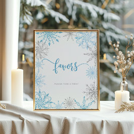 ブルーシルバーの雪の結晶が楽しめる ポスター