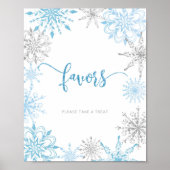 ブルーシルバーの雪の結晶が楽しめる ポスター (正面)