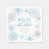 ブルーシルバーの雪の結晶ベビーの冷たい外 スタンダードカクテルナプキン (正面)