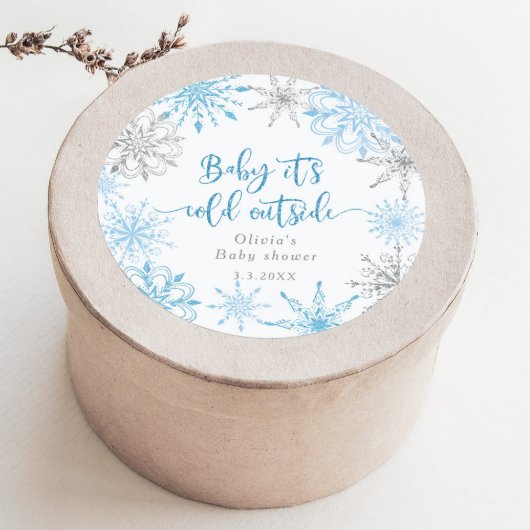 ブルーシルバーの雪の結晶ベビーの冷たい外 ラウンドシール