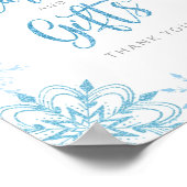 ブルーシルバーの雪片カードとギフト ポスター (角)