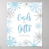 ブルーシルバーの雪片カードとギフト ポスター (正面)